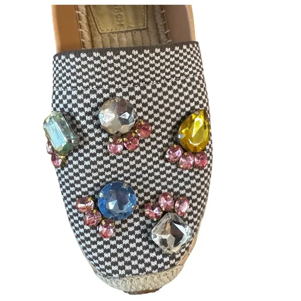 Tory Burch Crystal Daisy Espadrilles Jeweled Slip On 6.5